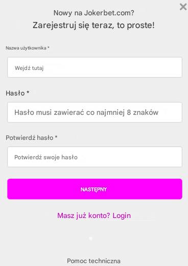 Rejestracja na stronie w Jokerbet